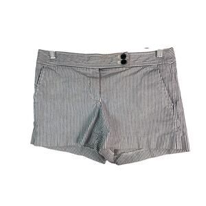 J. Crew City Fit Women's Size 4 White Gray Striped Flat Front Mini Chino Shorts